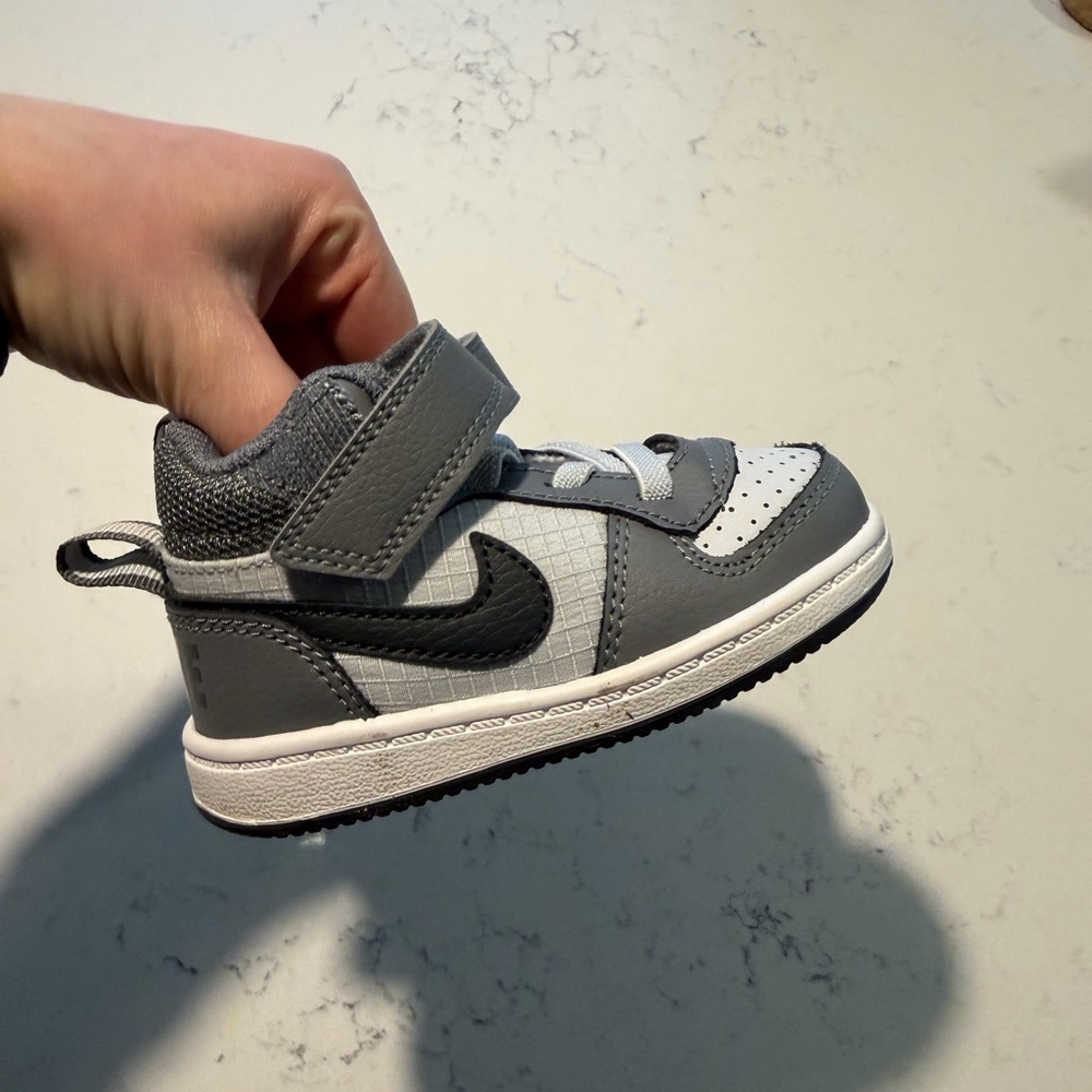 Gray and White Nike Toddler Shoes